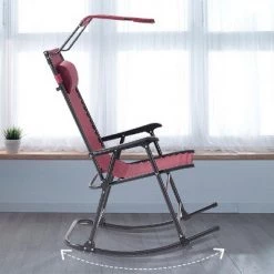 Costway Folding Rocking Chair Rocker Porch Zero Gravity Furniture Sunshade Canopy Red -Outlet Camping Gear Store unnamed file 2378
