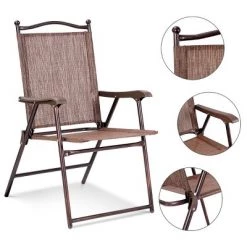 Costway Set of 2 Patio Folding Sling Back Chairs Camping Deck Garden Beach Brown 13 Costway Set of 2 Patio Folding Sling Back Chairs Camping Deck Garden Beach Brown -Outlet Camping Gear Store unnamed file 2391