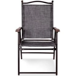 Costway Set of 2 Patio Folding Sling Back Chairs Camping Deck Garden Beach Gray -Outlet Camping Gear Store unnamed file 2407