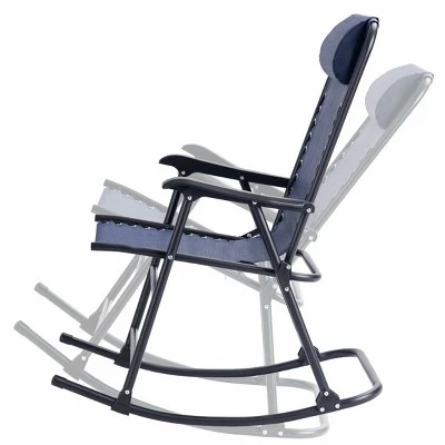 Costway Folding Zero Gravity Rocking Chair Rocker Porch Outdoor Patio Headrest Blue 7 Costway Folding Zero Gravity Rocking Chair Rocker Porch Outdoor Patio Headrest Blue - Image 5