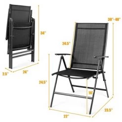 Costway Set of 2 Patio Folding Chair Recliner Adjustable Black -Outlet Camping Gear Store unnamed file 2444