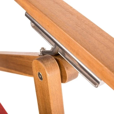 JR Home Collection Patioflare Portable Adjustable Outdoor Breathable All Weather Fabric Wooden Lounge Chair with Leg Rest and Stainless Steel Fastenings, Red 4 JR Home Collection Patioflare Portable Adjustable Outdoor Breathable All Weather Fabric Wooden Lounge Chair with Leg Rest and Stainless Steel Fastenings, Red - Image 2