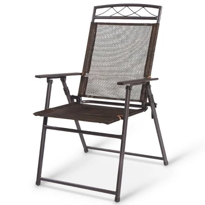 Costway Set of 4 Patio Folding Sling Chairs Steel Textilene Camping Deck Garden Pool 10 Costway Set of 4 Patio Folding Sling Chairs Steel Textilene Camping Deck Garden Pool - Image 8