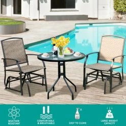 Costway 2PCS Patio Swing Single Glider Chair Rocking Seating Steel Frame Garden Brown -Outlet Camping Gear Store unnamed file 2480