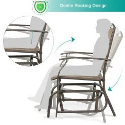 Costway 2PCS Patio Swing Single Glider Chair Rocking Seating Steel Frame Garden Brown -Outlet Camping Gear Store unnamed file 2481