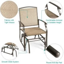 Costway 2PCS Patio Swing Single Glider Chair Rocking Seating Steel Frame Garden Brown -Outlet Camping Gear Store unnamed file 2482