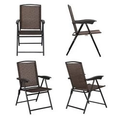 Costway 4PCS Folding Sling Chairs Steel Armrest Patio Garden Camping W/Adjustable Back -Outlet Camping Gear Store unnamed file 2492
