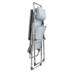 Lafuma Mobilier Lafuma Alu Cham XL Folding, Adjustable 5-Position Reclining Outdoor Mesh Sling Chair for Camping, Beach, Backyard, and Patio, Ciel