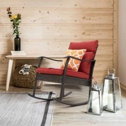 Wicker Patio Rocking Chair with Cushion - Red - Nuu Garden -Outlet Camping Gear Store unnamed file 2520