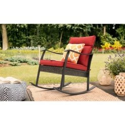 Wicker Patio Rocking Chair with Cushion - Red - Nuu Garden -Outlet Camping Gear Store unnamed file 2521