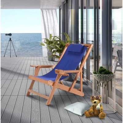 Romantic 2pk Canvas Sling Chairs with Cup & Wine Holder - Brown/Blue - W Unlimited 4 Romantic 2pk Canvas Sling Chairs with Cup & Wine Holder - Brown/Blue - W Unlimited - Image 2