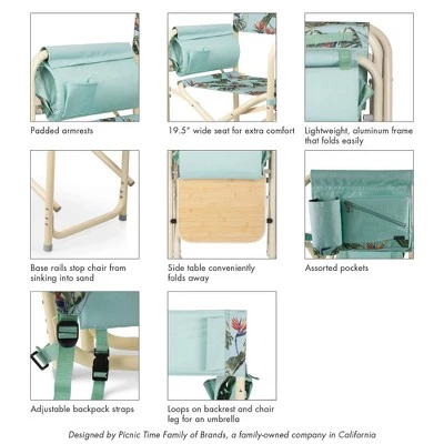 Picnic Time Outdoor Directors Chair - Tropical 8 Picnic Time Outdoor Directors Chair - Tropical - Image 6