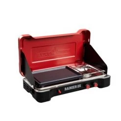 Camp Chef Mountain Series Rainier 2x Two-Burner Camp Stove with Griddle & Carry Bag