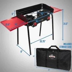 Hike Crew Outdoor 2 Burner Stove 150,000 BTU Includes Wind Panels, Hose Regulator & Carry Bag