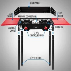 Hike Crew Outdoor 2 Burner Stove 150,000 BTU Includes Wind Panels, Hose Regulator & Carry Bag -Outlet Camping Gear Store unnamed file 3008