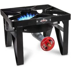 Hike Crew Cast Iron Single-Burner Outdoor Gas Stove | 220,000 BTU Portable Propane-Powered Cooktop | with Blue Flame Air Control Panel, Hose with Adjustable 0-20 PSI Regulator -Outlet Camping Gear Store unnamed file 3048