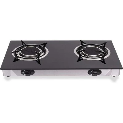 Barton Living Barton 2 Burner Glass Cooktop Auto Ignition Stove Infrared Flame Ceramic Head with Regulator, Black 3 Barton Living Barton 2 Burner Glass Cooktop Auto Ignition Stove Infrared Flame Ceramic Head with Regulator, Black
