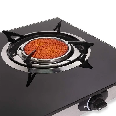 Barton Living Barton 2 Burner Glass Cooktop Auto Ignition Stove Infrared Flame Ceramic Head with Regulator, Black 4 Barton Living Barton 2 Burner Glass Cooktop Auto Ignition Stove Infrared Flame Ceramic Head with Regulator, Black - Image 2