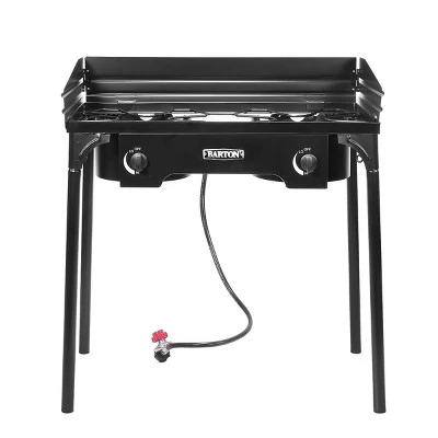 Barton Living Barton Outdoor Dual Burner Stove Propane with Windscreen & Detachable Legs Stand, Black 3 Barton Living Barton Outdoor Dual Burner Stove Propane with Windscreen & Detachable Legs Stand, Black