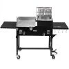 Barton Living Barton 58,000 BTU Outdoor Double Burner Stove Cook Station Flat Top Griddle & Deep Fryer BBQ Grill Side Table