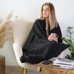 Lewis N. Clark Warm And Go Blanket with USB Connector - Black -Outlet Camping Gear Store unnamed file 3140