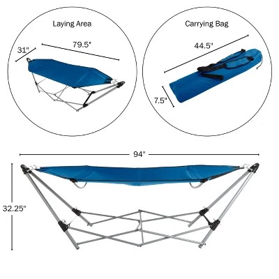 Hastings Home Portable Hammock with Stand, Blue 5 Hastings Home Portable Hammock with Stand, Blue - Image 3
