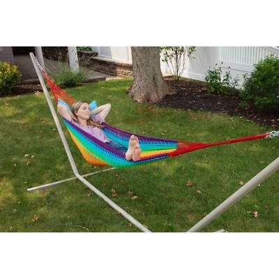 Acapulco Single Patio Hammock Rainbow - Sol Living 4 Acapulco Single Patio Hammock Rainbow - Sol Living - Image 2