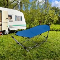 Costway Portable Folding Hammock Lounge Camping Bed Steel Frame Stand W/Carry Bag Blue -Outlet Camping Gear Store unnamed file 3461
