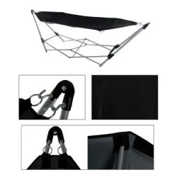 Hastings Home Portable Folding Hammock with Stand – 94" x 31", Black