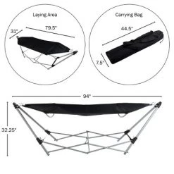 Hastings Home Portable Folding Hammock with Stand – 94" x 31", Black -Outlet Camping Gear Store unnamed file 3468