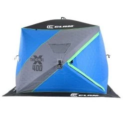 Clam Outdoors CLAM 14469 X-400 Portable 4 to 6 Person 8 Foot Pop Up Ice Fishing Angler Thermal Hub Shelter Tent with Anchors, Tie Ropes, and Carrying Bag -Outlet Camping Gear Store unnamed file 3727