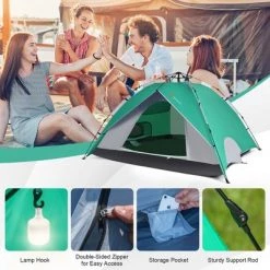 Costway 4 Person Instant Pop-up Camping Tent 2-in-1 Double-Layer Waterproof Tent Green -Outlet Camping Gear Store unnamed file 3925