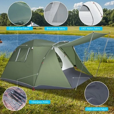 Costway 4-6 Person Camping Tent Waterproof Family Large Double-Layer Tents w/Front Porch 8 Costway 4-6 Person Camping Tent Waterproof Family Large Double-Layer Tents w/Front Porch - Image 6