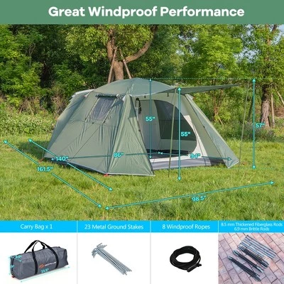 Costway 4-6 Person Camping Tent Waterproof Family Large Double-Layer Tents w/Front Porch 11 Costway 4-6 Person Camping Tent Waterproof Family Large Double-Layer Tents w/Front Porch - Image 9