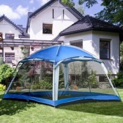 Outsunny 12' x 12' Screen House Room, 8 Person Camping Tent, Double Layer Dome Tent with Carry Bag for Hiking, Backpacking, and Traveling, Easy Set Up