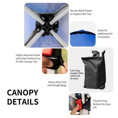 Costway 6x6 FT Pop Up Canopy Tent Camping Sun Shelter W/ Roller Bag 6 Costway 6x6 FT Pop Up Canopy Tent Camping Sun Shelter W/ Roller Bag - Image 4