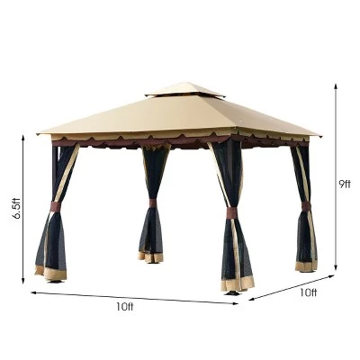 Costway 2-Tier 10'x10' Gazebo Canopy Tent Shelter Awning Steel Patio Garden Outdoor 3 Costway 2-Tier 10'x10' Gazebo Canopy Tent Shelter Awning Steel Patio Garden Outdoor