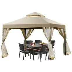 Costway Outdoor 2-Tier 10'x10' Gazebo Canopy Shelter Awning Tent Patio Garden Screw-free structure Brown 10 Costway Outdoor 2-Tier 10'x10' Gazebo Canopy Shelter Awning Tent Patio Garden Screw-free structure Brown -Outlet Camping Gear Store unnamed file 4104