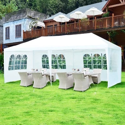 Costway 10'x20' Canopy Tent Heavy Duty Wedding Party Tent 6 Sidewalls W/Carry Bag 4 Costway 10'x20' Canopy Tent Heavy Duty Wedding Party Tent 6 Sidewalls W/Carry Bag - Image 2