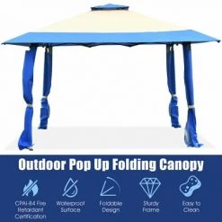 Costway 13'x13' Gazebo Canopy Shelter Awning Tent Patio Garden Outdoor Companion Blue -Outlet Camping Gear Store unnamed file 4147