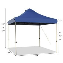 Costway 10' x 10' Portable Pop Up Canopy Event Party Tent Adjustable W/Roller Bag WhiteBlueGrey