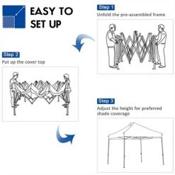 Costway 10' x 10' Portable Pop Up Canopy Event Party Tent Adjustable W/Roller Bag WhiteBlueGrey -Outlet Camping Gear Store unnamed file 4202