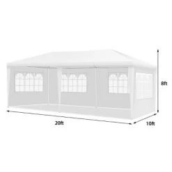 Costway 10'x20' Canopy Tent Heavy Duty Wedding Party Tent 4 Sidewalls W/Carry Bag