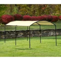 ShelterLogic Monarc Waterproof and Sun Protectant Outdoor Gazebo Canopy Cover with Steel Frame, Bungee Cords and Spike Anchors, Sandstone