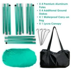 Costway Family Beach Tent Canopy w/ 4 Poles Sandbag Anchors 7'x7' UPF50+ Green -Outlet Camping Gear Store unnamed file 4408