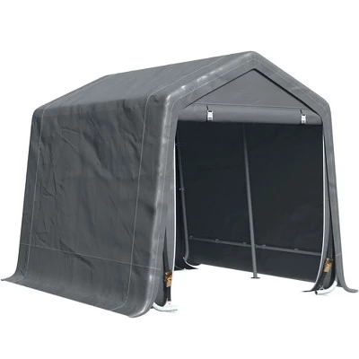 Outsunny Garden Storage Tent, Heavy Duty Bike Shed, Patio Storage Shelter w/ Metal Frame and Double Zipper Doors, Dark Grey 8 Outsunny Garden Storage Tent, Heavy Duty Bike Shed, Patio Storage Shelter w/ Metal Frame and Double Zipper Doors, Dark Grey - Image 6