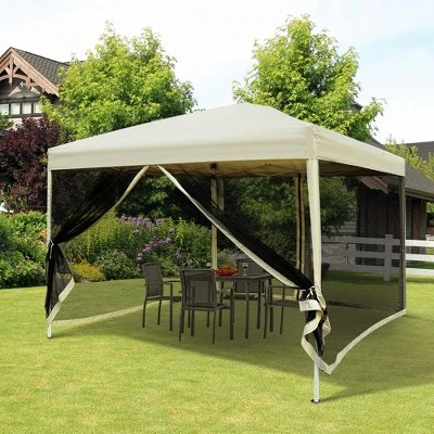 Outsunny 10' x 10' Pop Up Canopy Tent with Breathable Mesh Sidewalls, Easy Height Adjustable, Easy Transport Carrying Bag for Backyard Garden Patio 4 Outsunny 10' x 10' Pop Up Canopy Tent with Breathable Mesh Sidewalls, Easy Height Adjustable, Easy Transport Carrying Bag for Backyard Garden Patio - Image 2