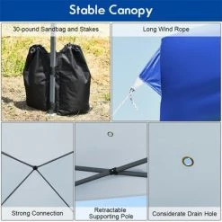 Costway 8x8 FT Pop up Canopy Tent Shelter Wheeled Carry Bag 4 Canopy Sand Bag -Outlet Camping Gear Store unnamed file 4673