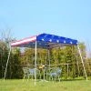 Outsunny 10' x 10' Pop Up Canopy Event Tent with American Flag Roof, Slanted Legs, Easy Height Adjustable for Wedding Party for Patio Backyard Garden