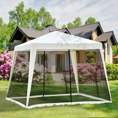 Outsunny 10'x10' Outdoor Party Tent Canopy with Mesh Sidewalls, Patio Gazebo Sun Shade Screen Shelter 4 Outsunny 10'x10' Outdoor Party Tent Canopy with Mesh Sidewalls, Patio Gazebo Sun Shade Screen Shelter - Image 2